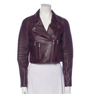 Samantha Sipos 100% leather cropped jacket in burgundy/purple size L